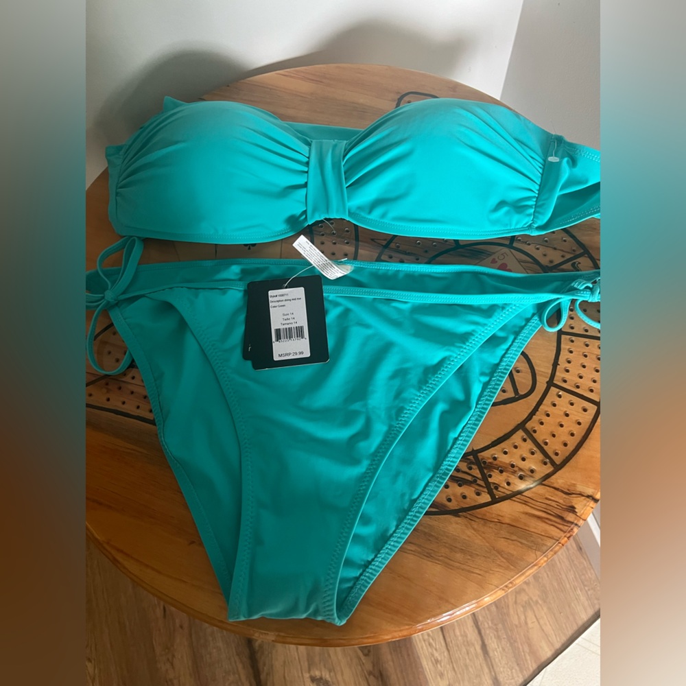 Cover Me Teal Bikini Set. Top size 10. Bottoms size 14.